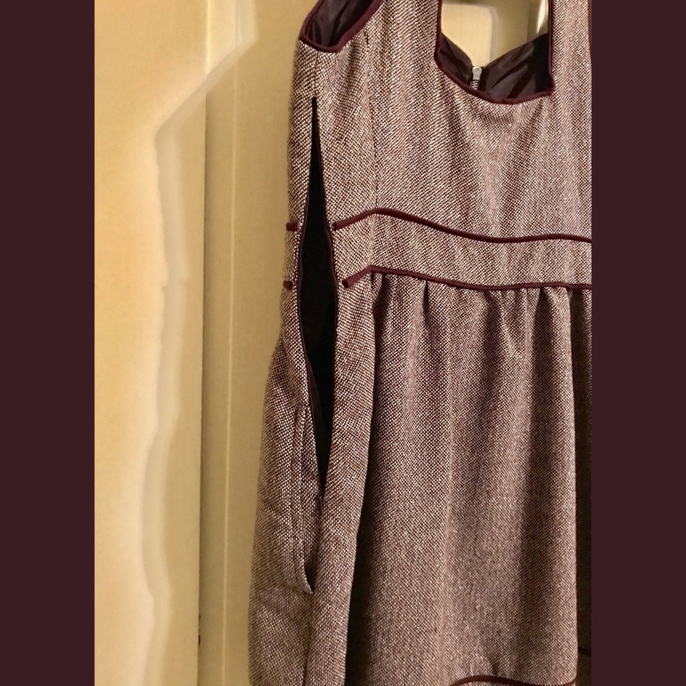 Wool Purple Herringbone Metallic Dress - Picture 3 of 5